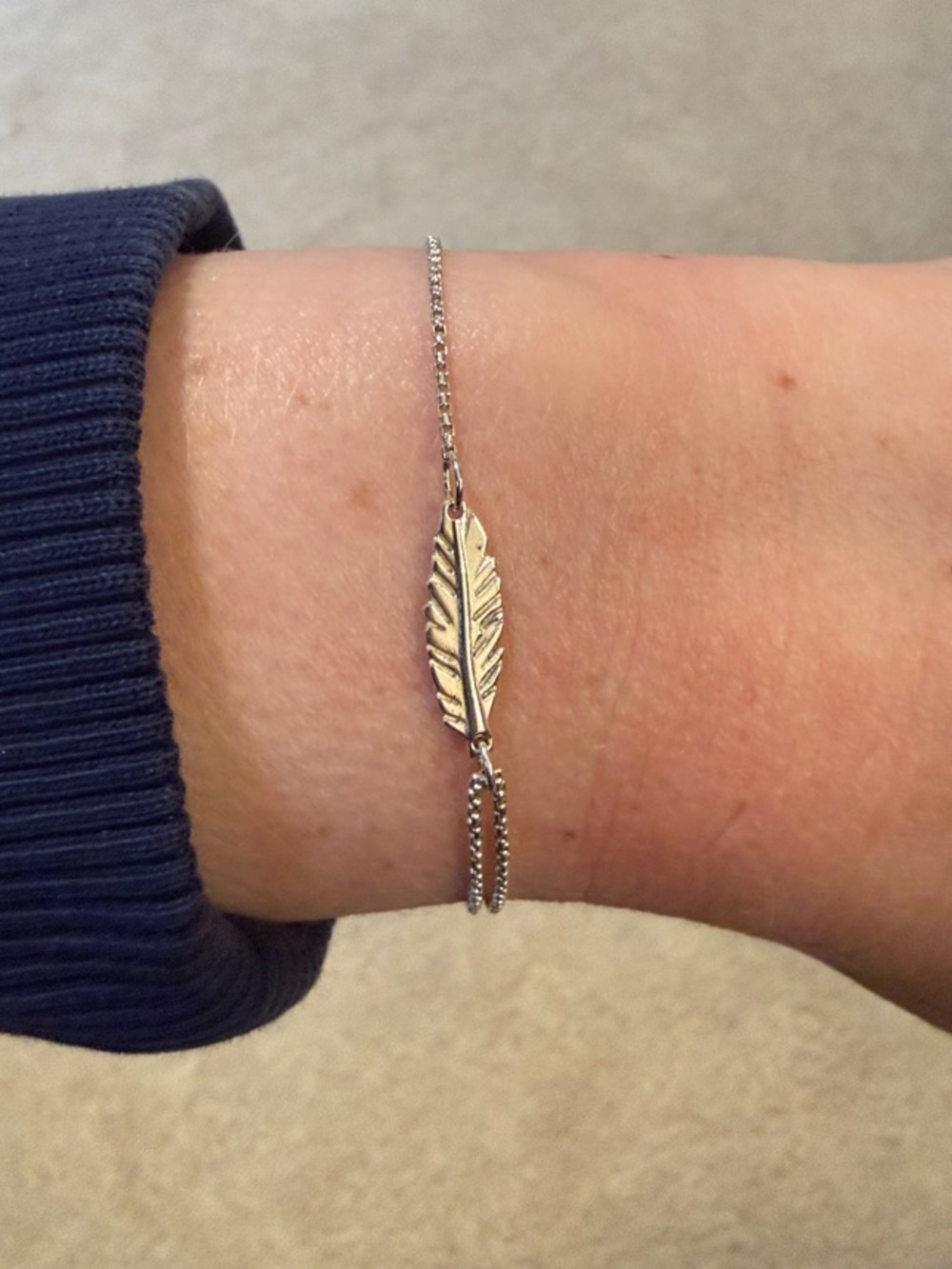 Alex and Ani Sterling Silver Feather Pull Chain Bracelet